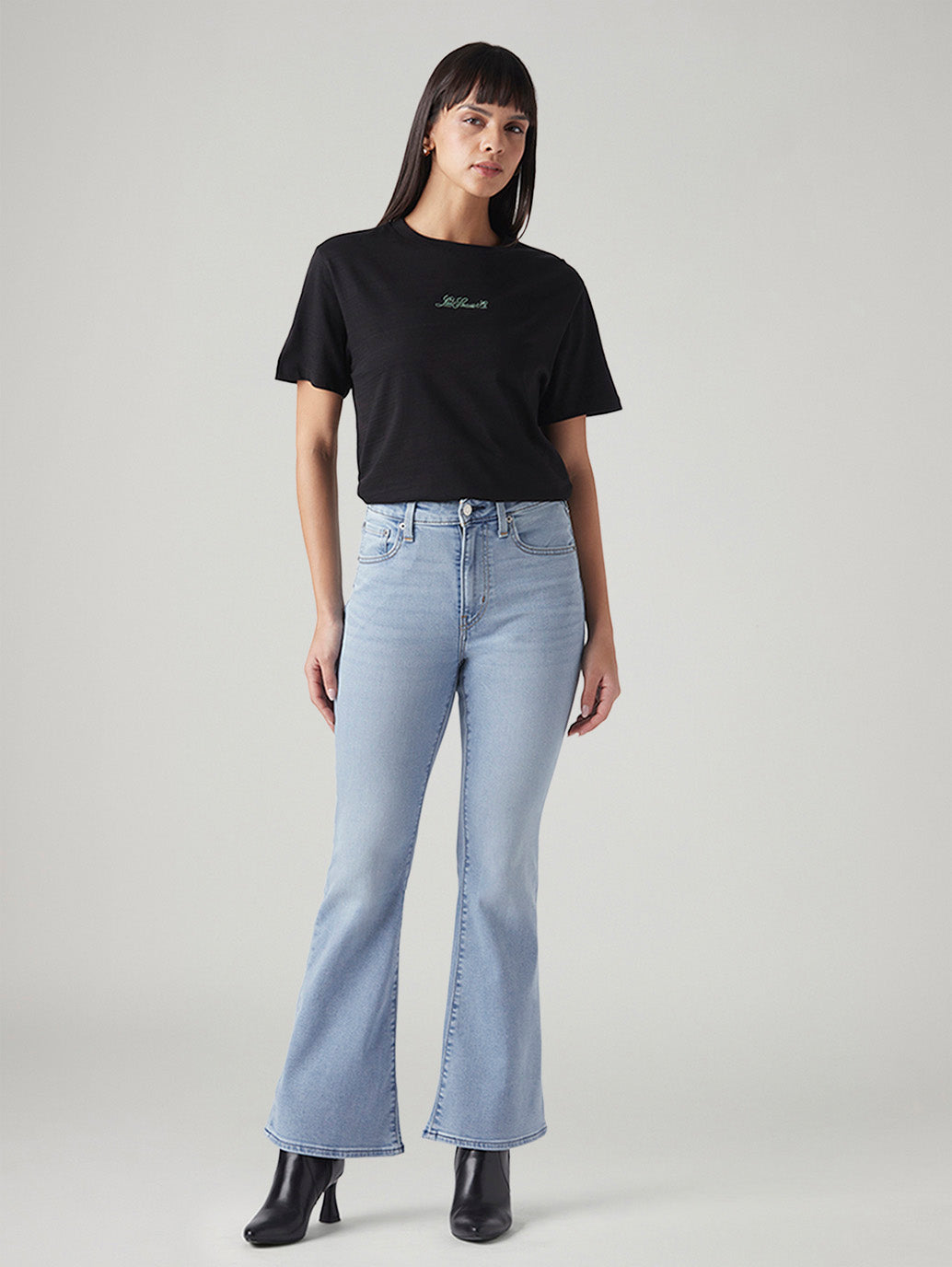 Women's 726 Light Blue Flared Fit High Rise Jeans - Front View