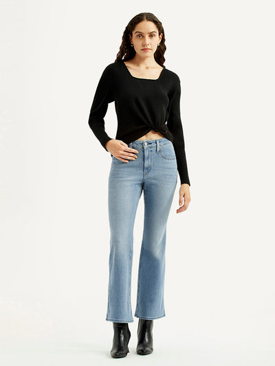 levi's Women's 726 Light Blue Flared Fit High Rise Jeans-picture-11