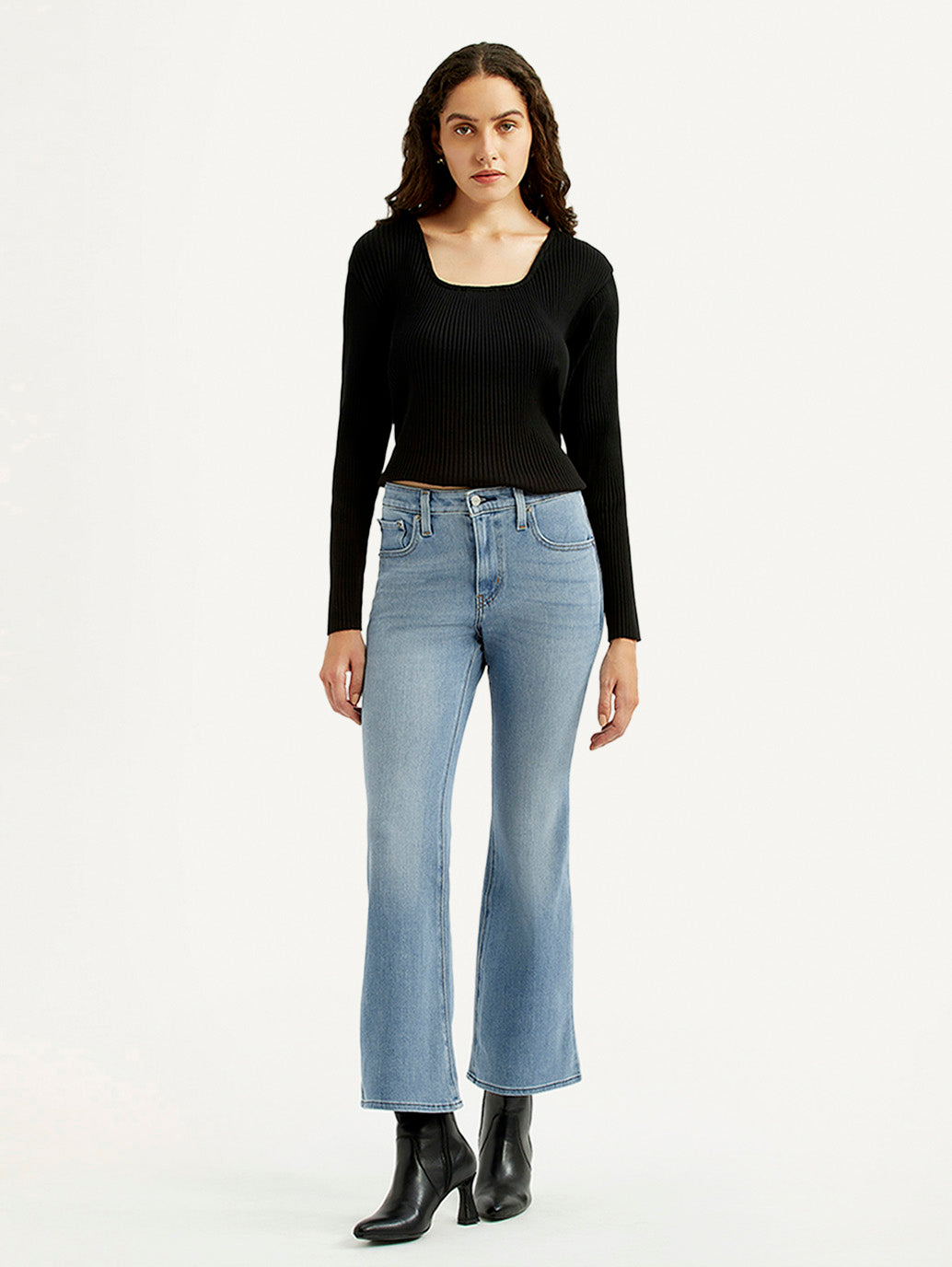 Women's 726 Light Blue Flared Fit High Rise Jeans - Front View