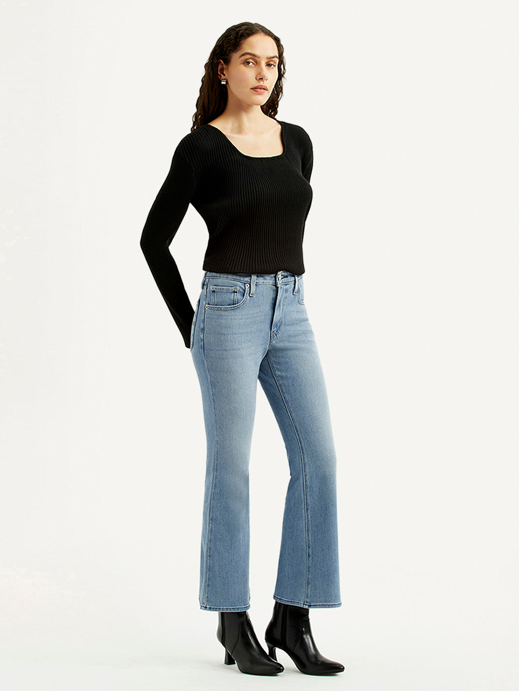 Women's 726 Light Blue Flared Fit High Rise Jeans - Side View
