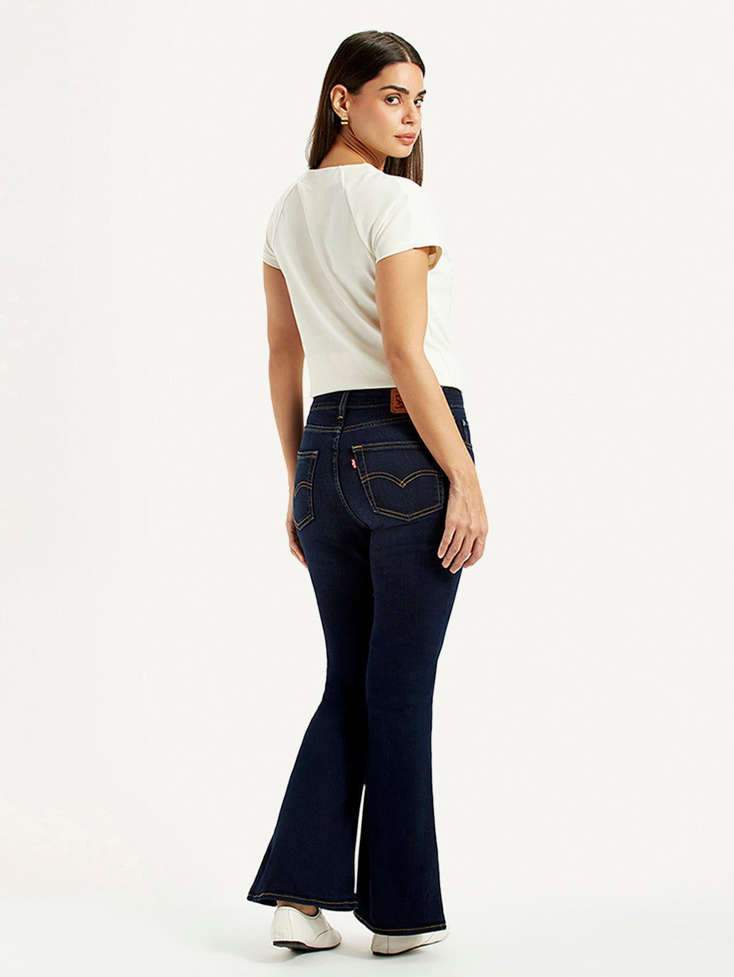 Women's 726 Dark Blue Slim Flare Fit High Rise Jeans - Back View