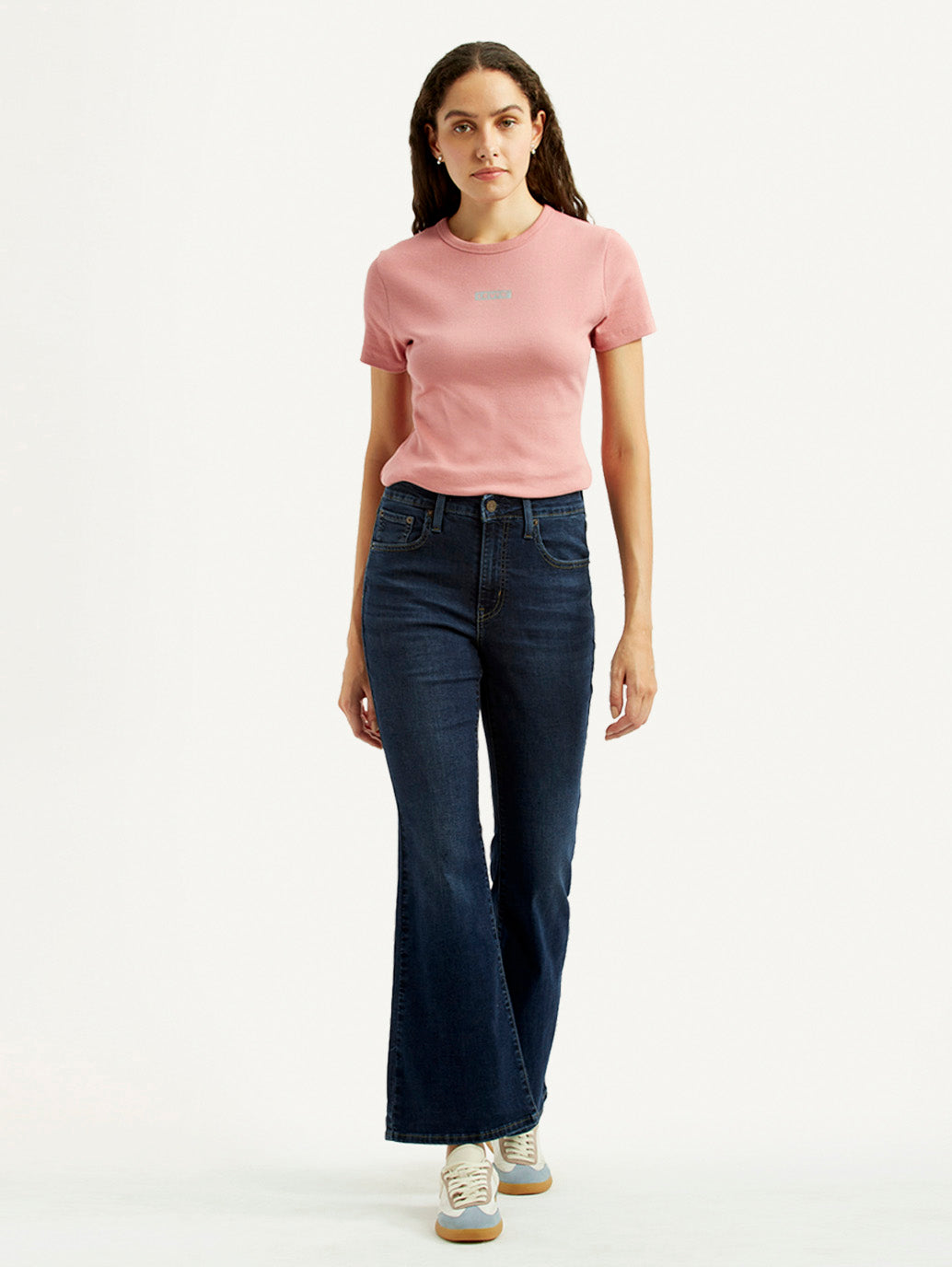 Women's 726 Dark Blue Flared Fit High Rise Jeans - Front View