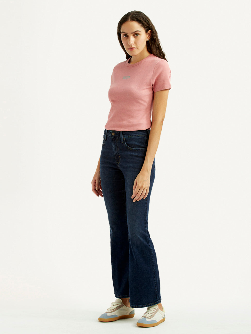 Women's 726 Dark Blue Flared Fit High Rise Jeans - Side View