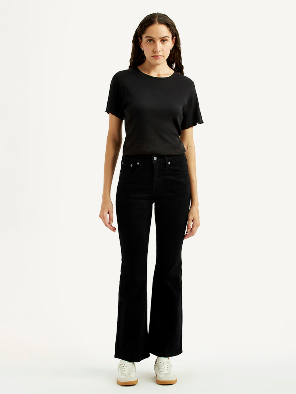 Women's 726 Black Slim Flared Fit High Rise Jeans - Front View
