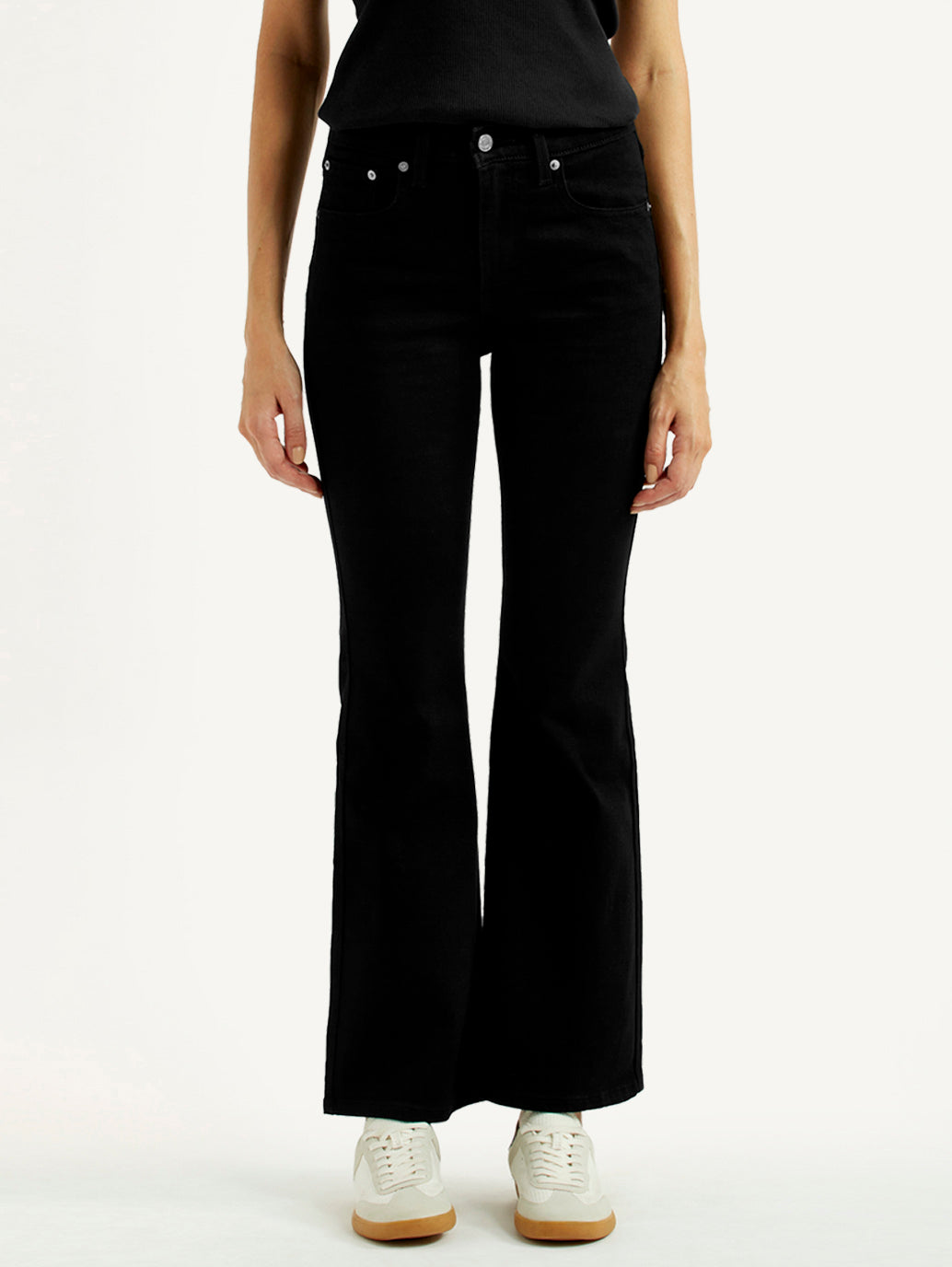 Women's 726 Black Slim Flared Fit High Rise Jeans - Front View