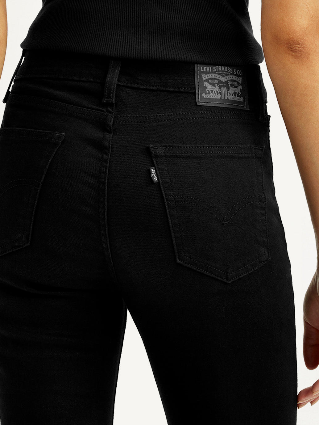 Women's 726 Black Slim Flared Fit High Rise Jeans - Detail View