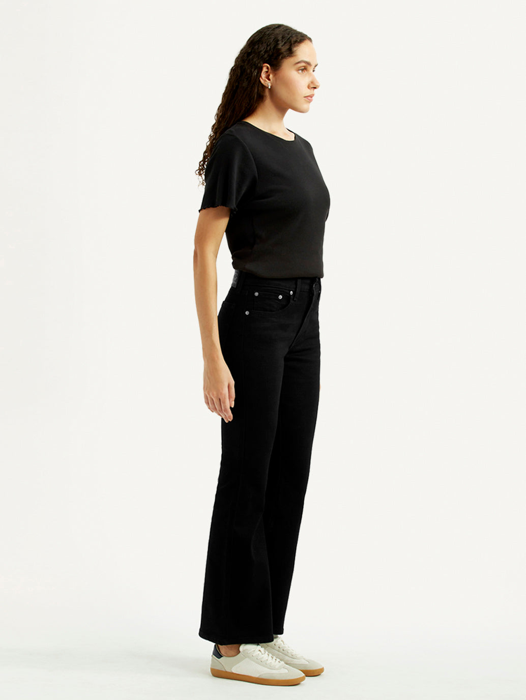 Women's 726 Black Slim Flared Fit High Rise Jeans - Side View