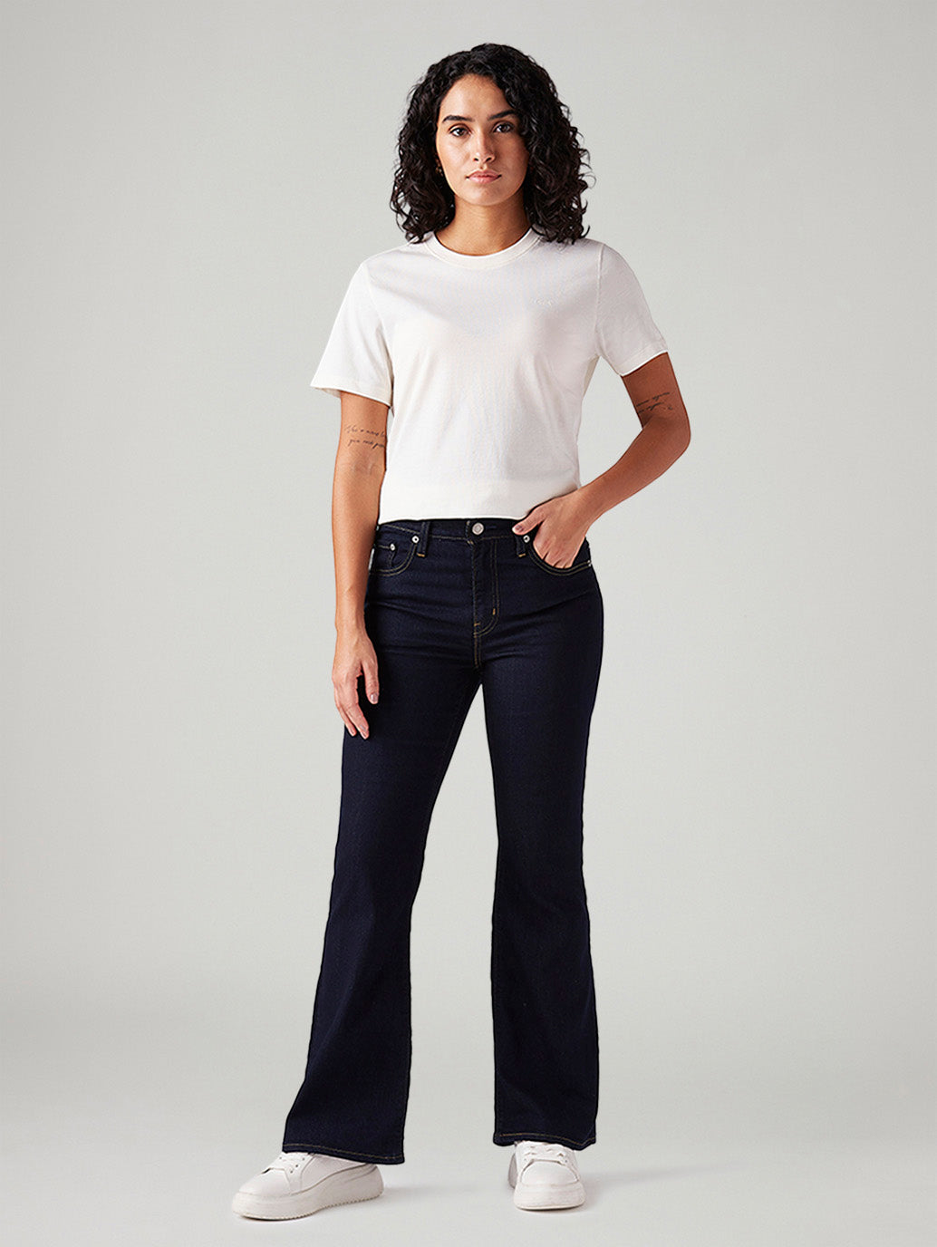 Women's 726 Dark Blue Flared Fit High Rise Jeans - Front View