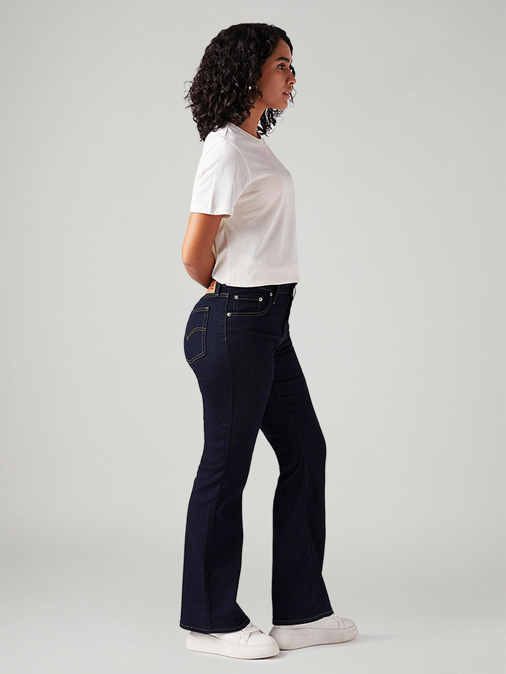 Women's 726 Dark Blue Flared Fit High Rise Jeans - Side View