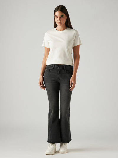 Women's 726 Charcoal Grey Flared Fit High Rise Jeans-image-34
