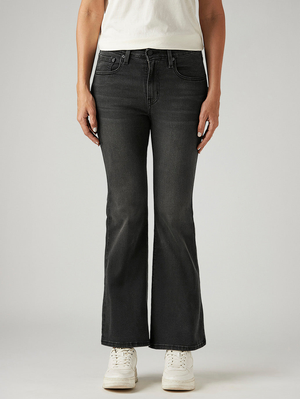 Women's 726 Charcoal Grey Flared Fit High Rise Jeans - Front View