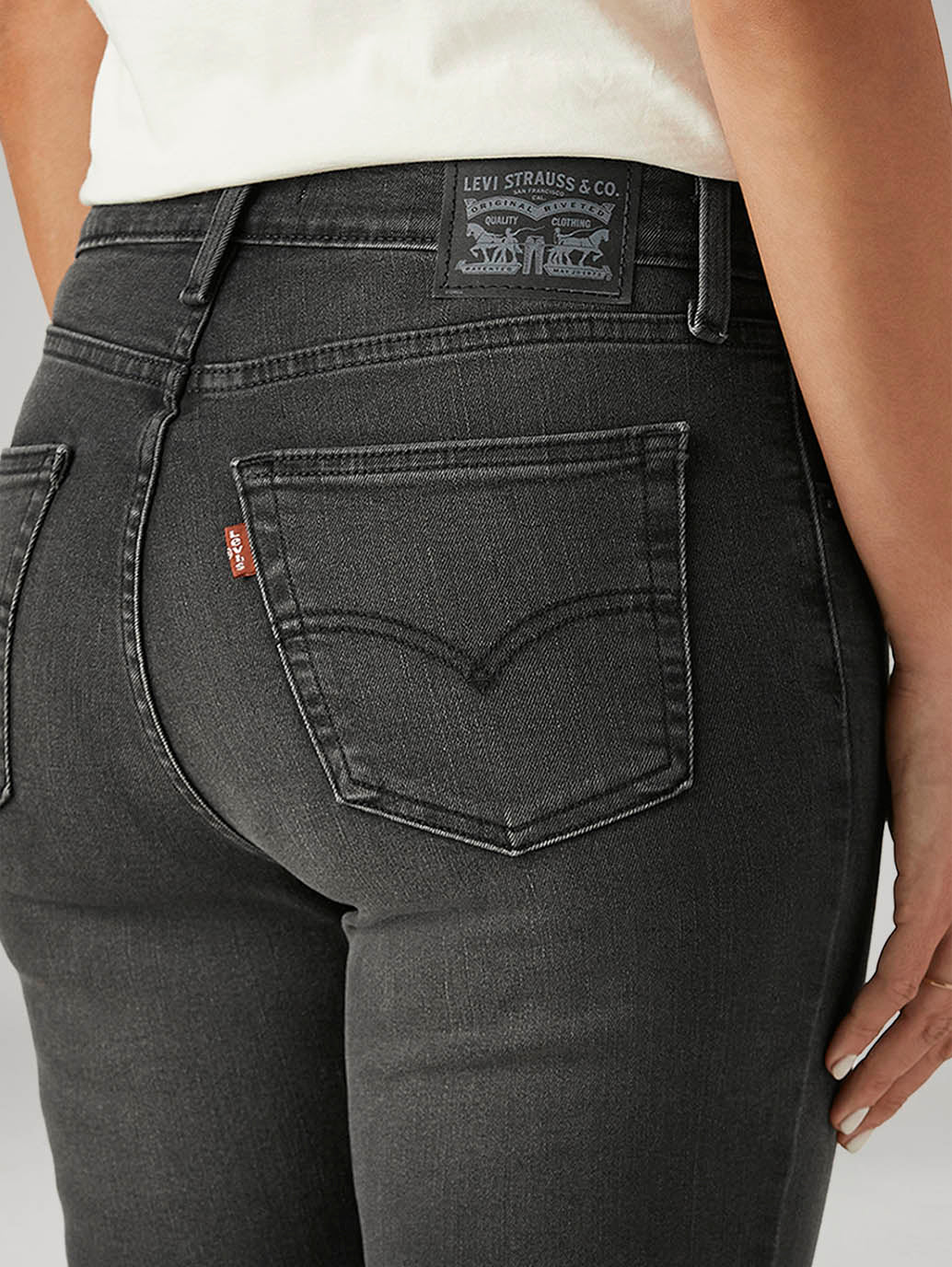 Women's 726 Charcoal Grey Flared Fit High Rise Jeans - Detail View