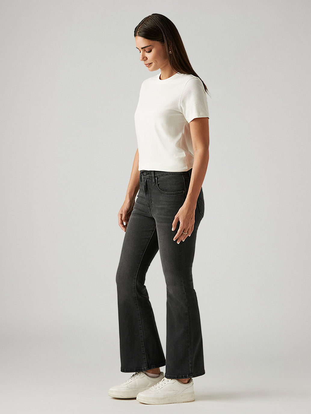 Women's 726 Charcoal Grey Flared Fit High Rise Jeans - Side View