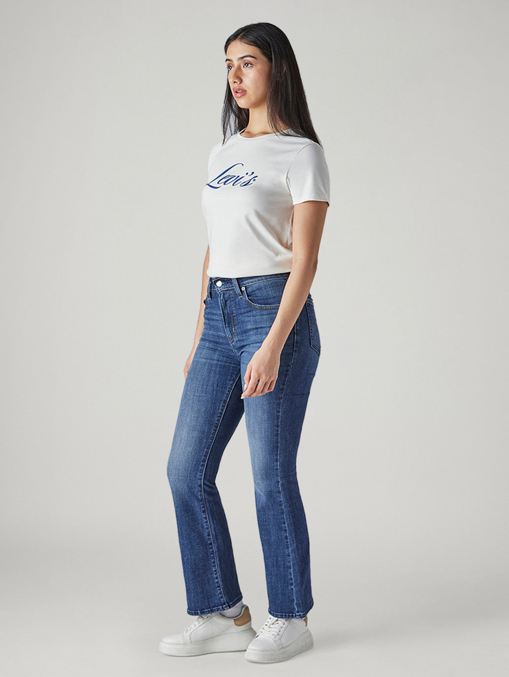 Women's 726 Light Indigo Flared Fit High Rise Jeans - Side View