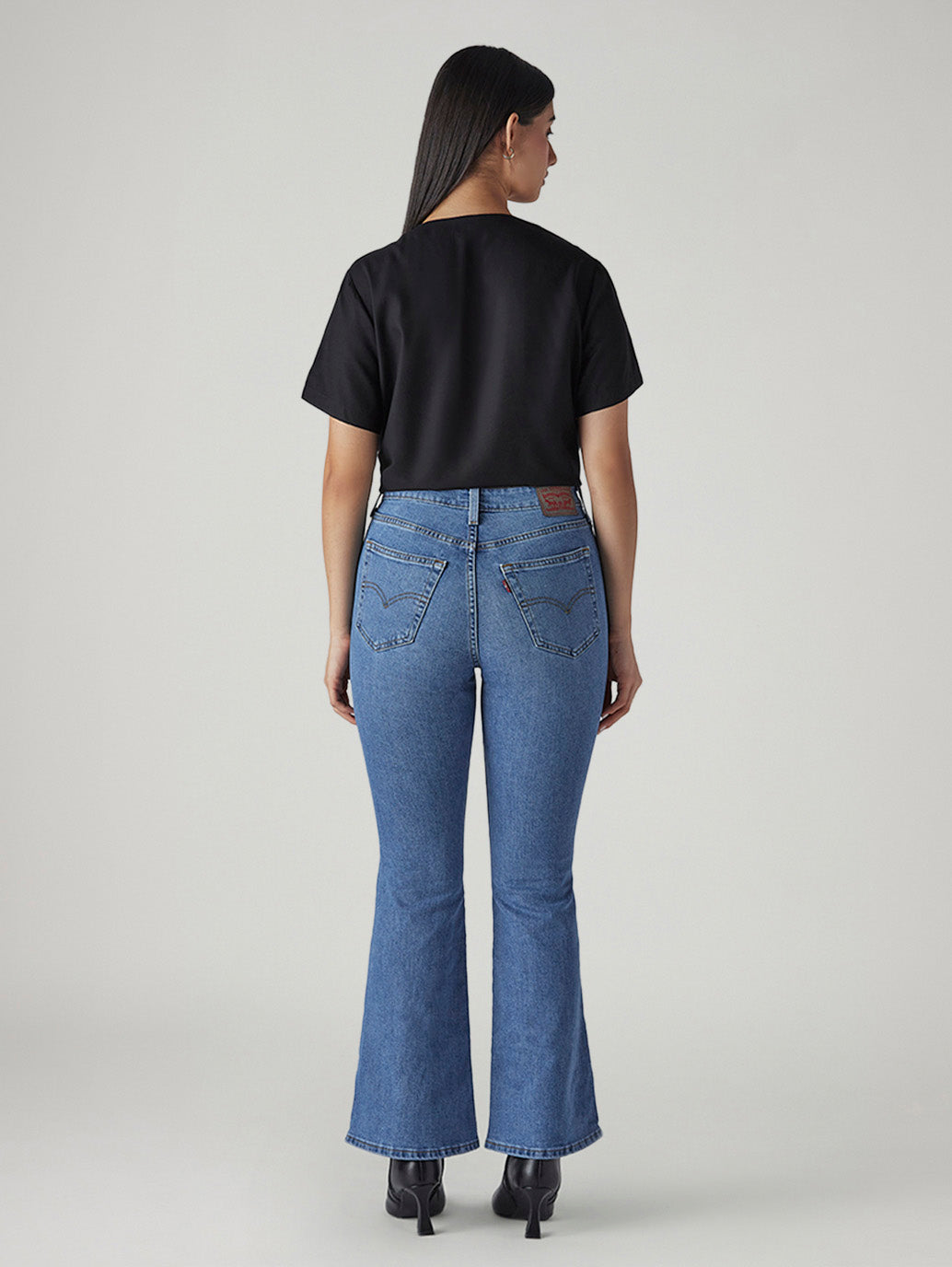 Women's 726 Blue Flared Fit High Rise Jeans - Back View