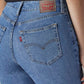 Women's 726 Blue Flared Fit High Rise Jeans - Detail View