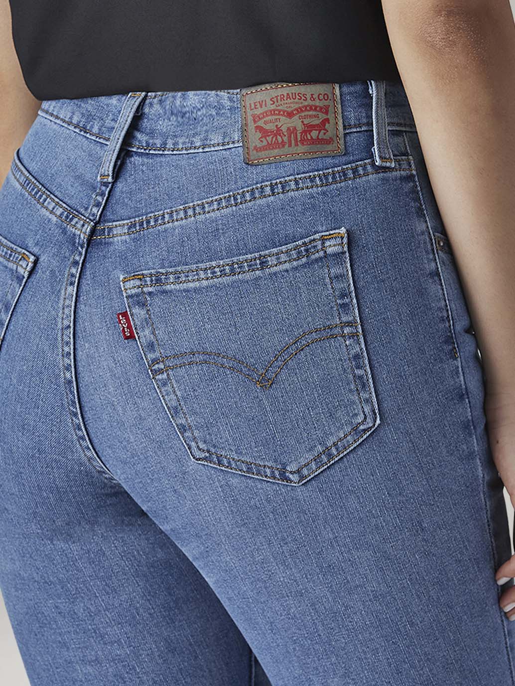 Women's 726 Blue Flared Fit High Rise Jeans - Detail View