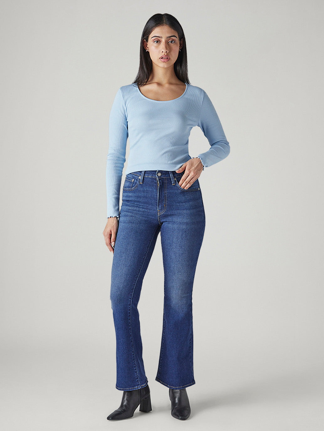 Women's 726 Blue Flared Fit High Rise Jeans