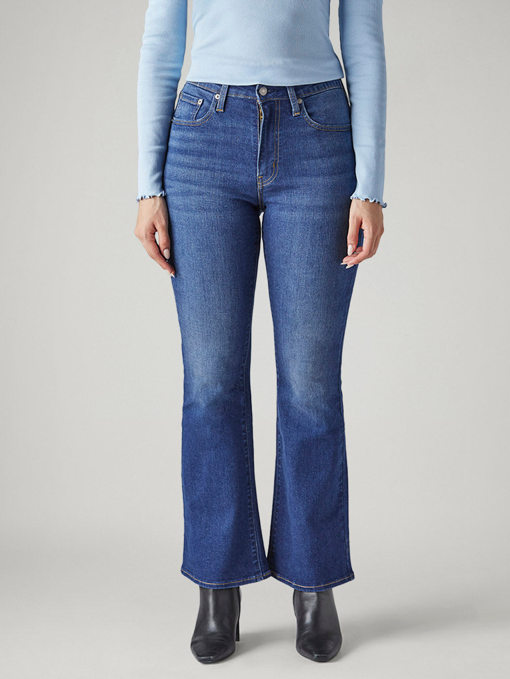Women's 726 Blue Flared Fit High Rise Jeans - Front View