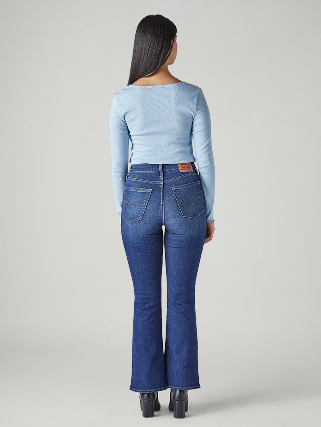Women's 726 Blue Flared Fit High Rise Jeans - Back View