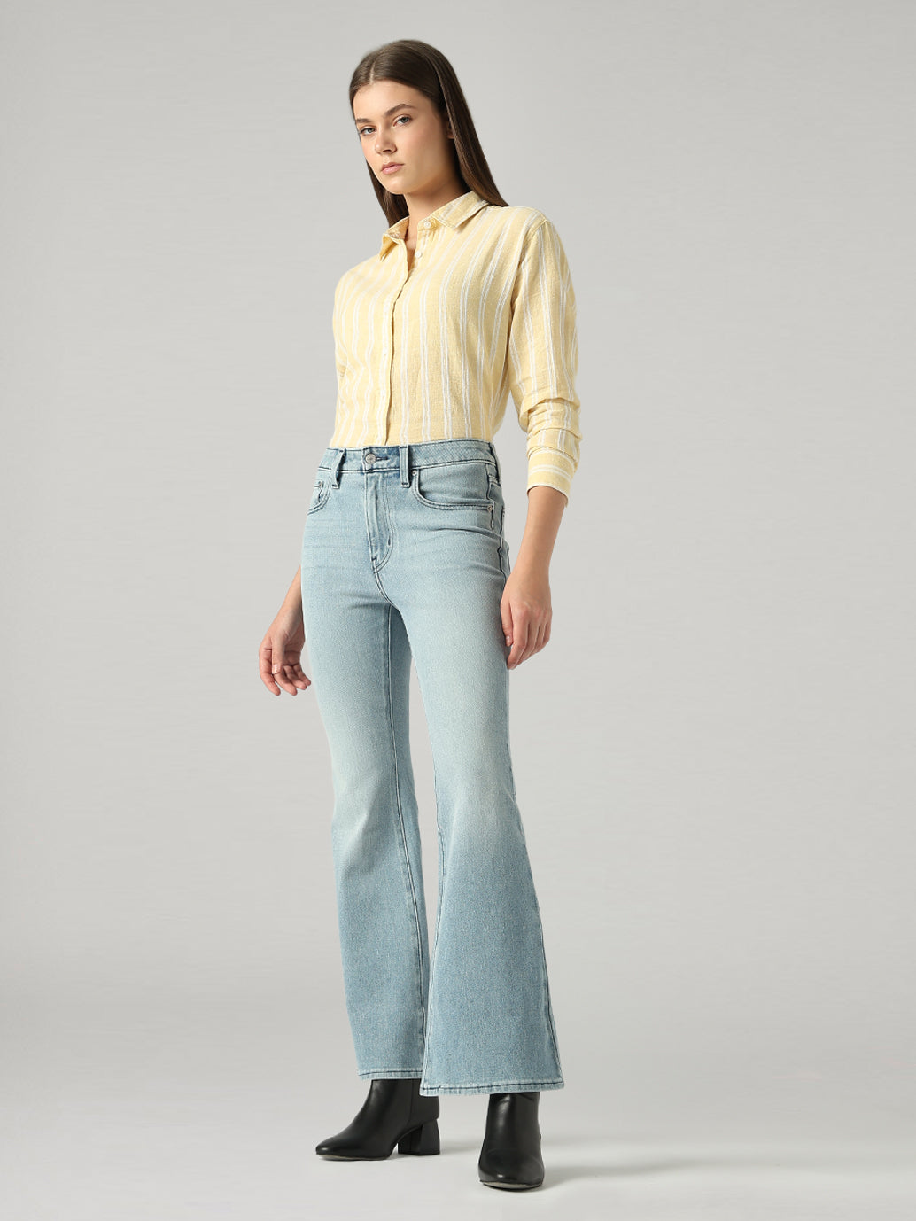 Women's 726 Light Blue Flared Fit High Rise Jeans - Side View