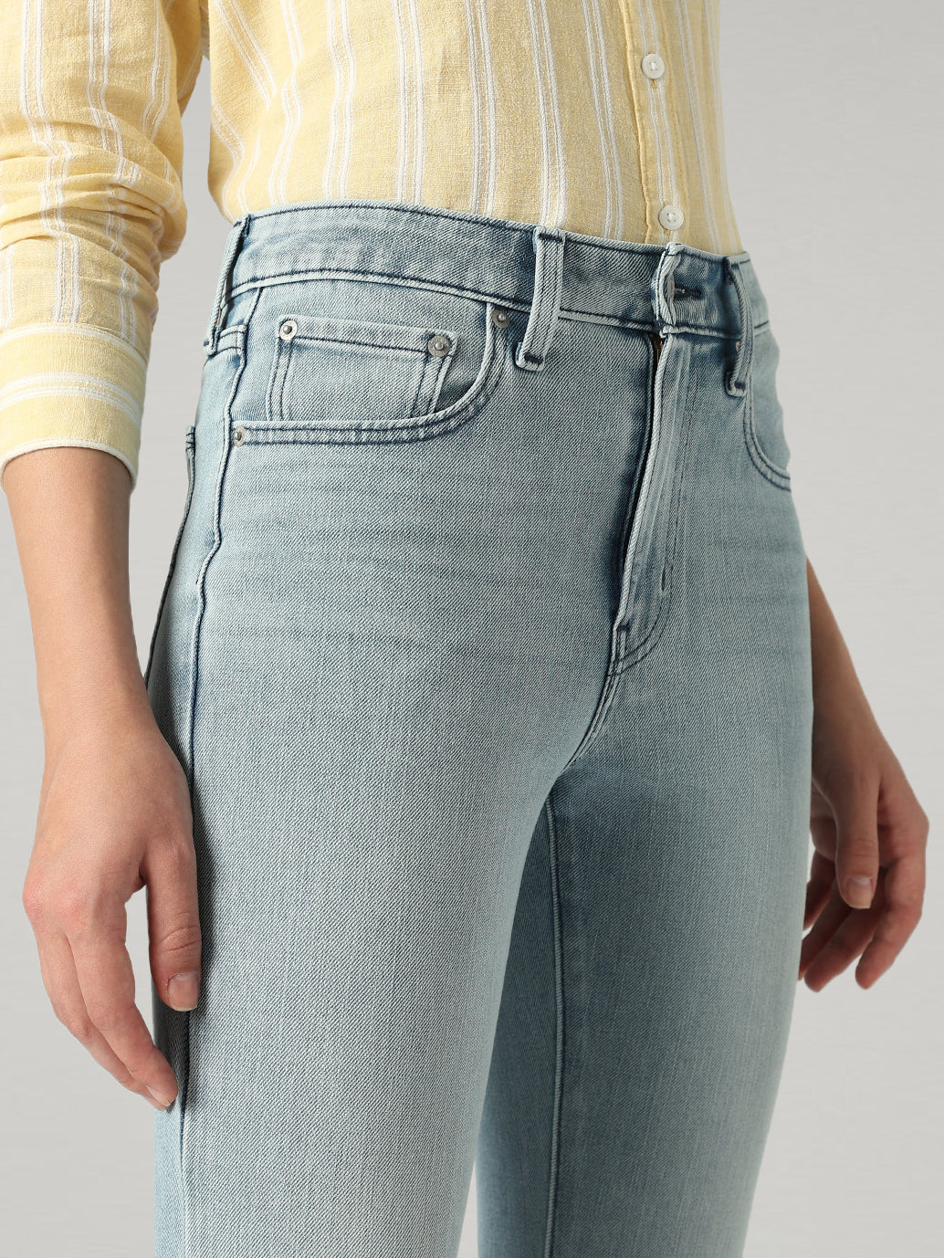 Women's 726 Light Blue Flared Fit High Rise Jeans - Detail View