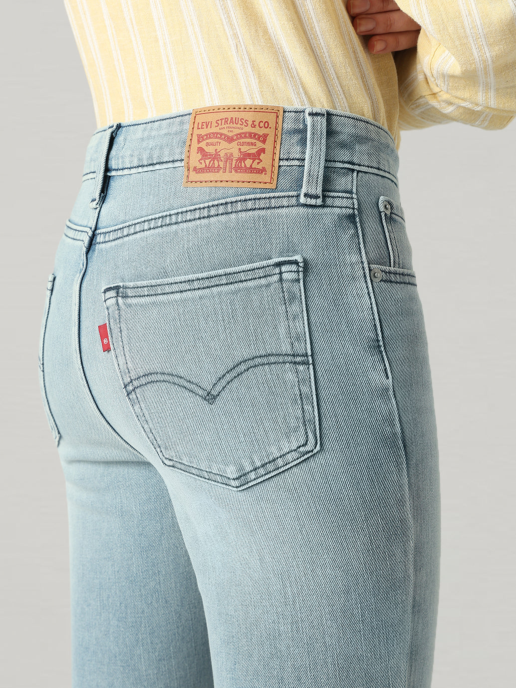 Women's 726 Light Blue Flared Fit High Rise Jeans - Detail View