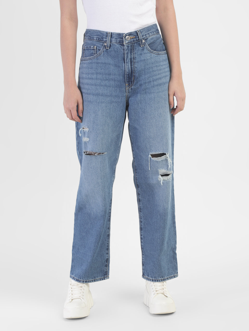 Women's Blue Baggy Fit Mid Rise Jeans - 7377fe1e-e166-4f12-8db2-7be1b48fc581 View