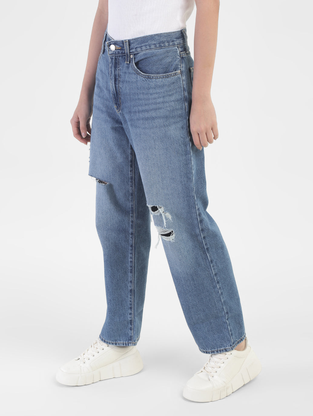Women's Blue Baggy Fit Mid Rise Jeans - a9899c7f-4a7e-4c15-b8e3-cadf13c10388 View