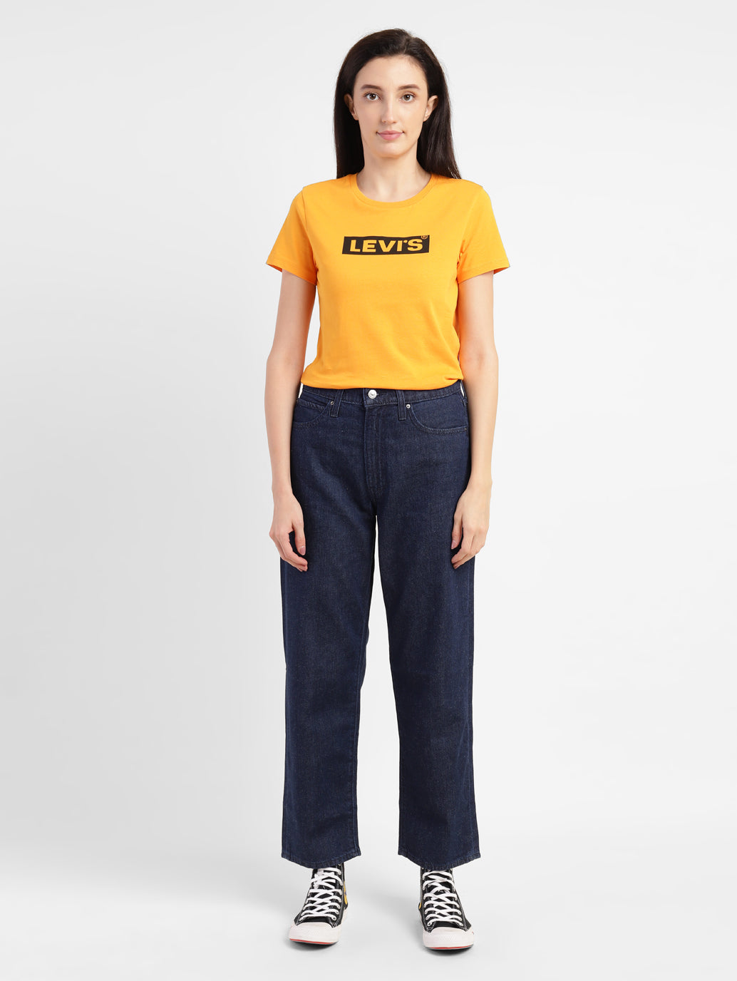 Women's Navy Blue Baggy Fit Mid Rise Jeans