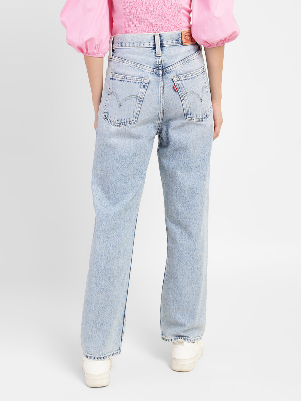 Women's Blue Baggy Fit High Rise Jeans - 4017c860-733e-432d-aecf-b31801c9db1a View