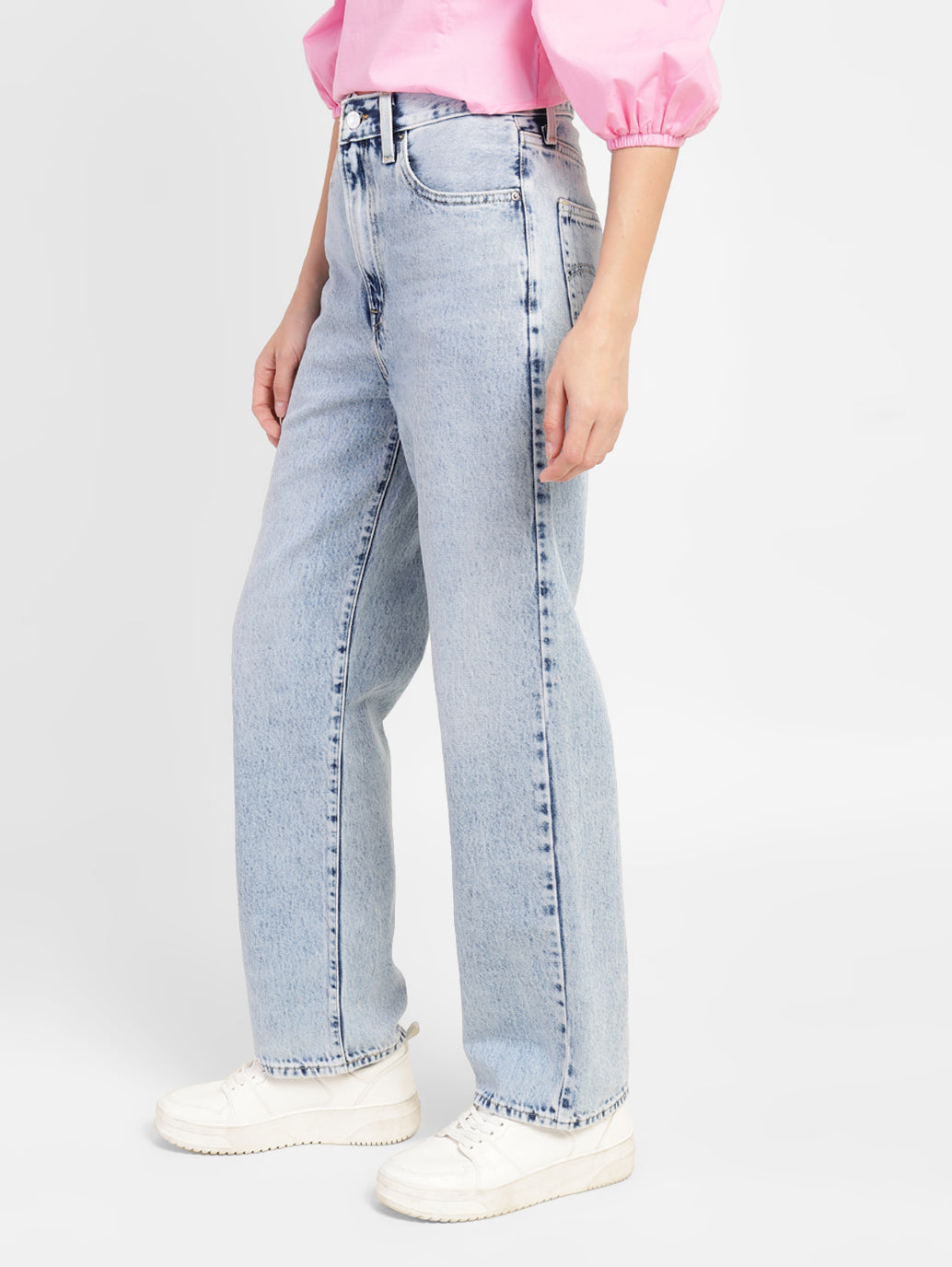 Women's Blue Baggy Fit High Rise Jeans - d9e4a94a-1925-4692-b0ce-137525561b4e View