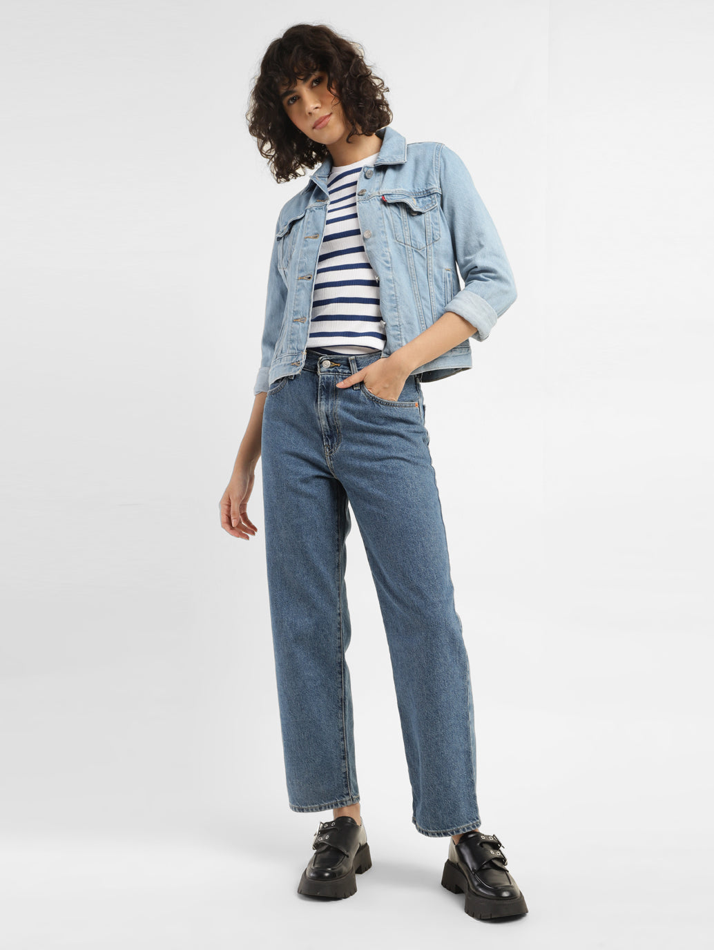 Women's 94 Blue Baggy Fit Mid Rise Jeans