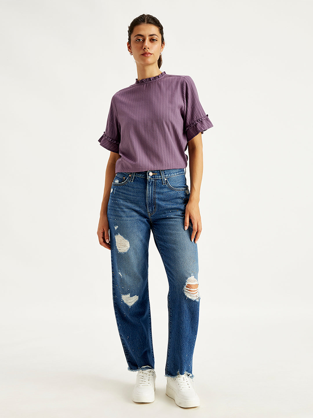 Women's 94 Blue Baggy Fit High Rise Jeans