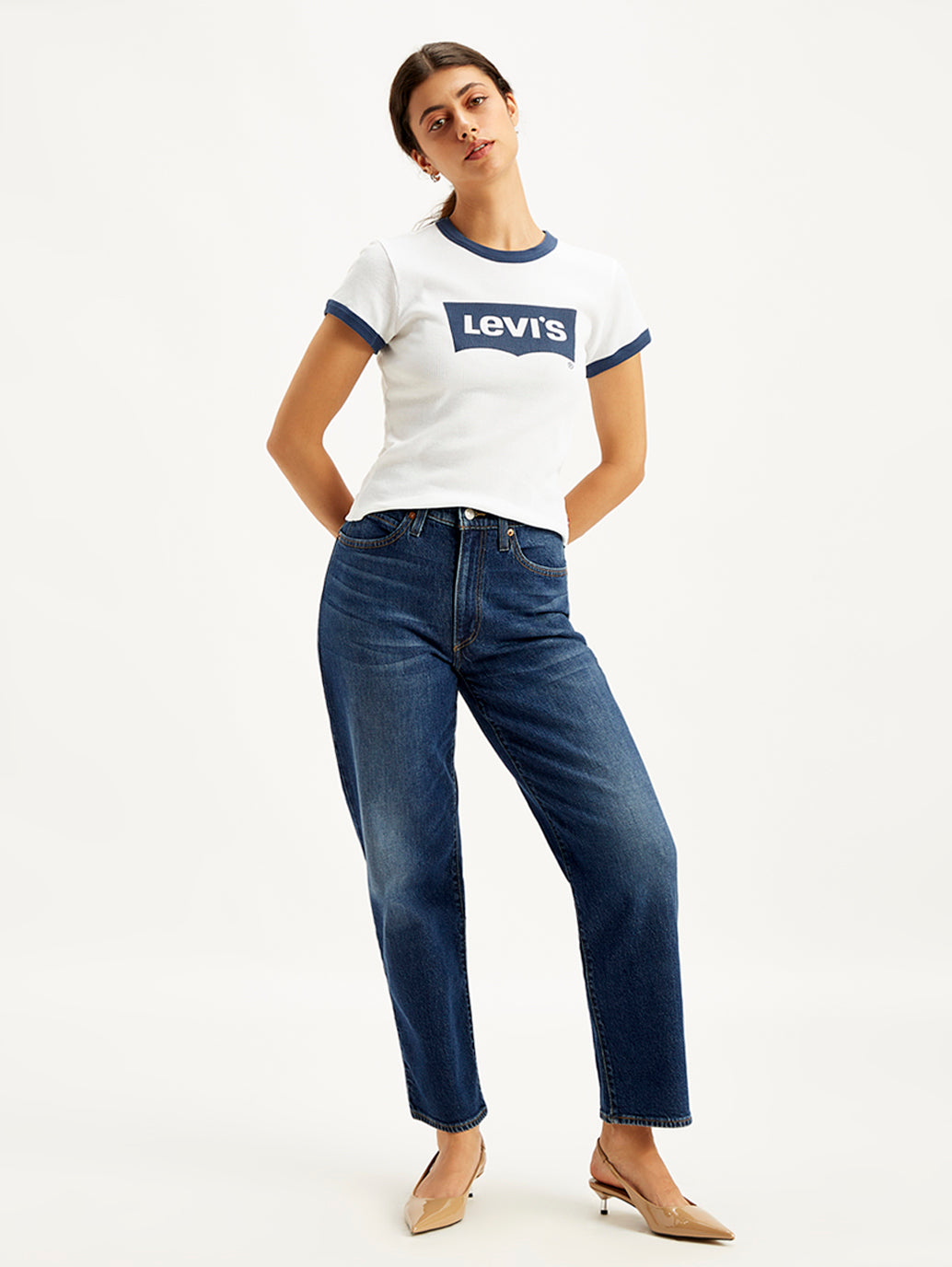 Women's 94 Blue Baggy Fit Mid Rise Jeans