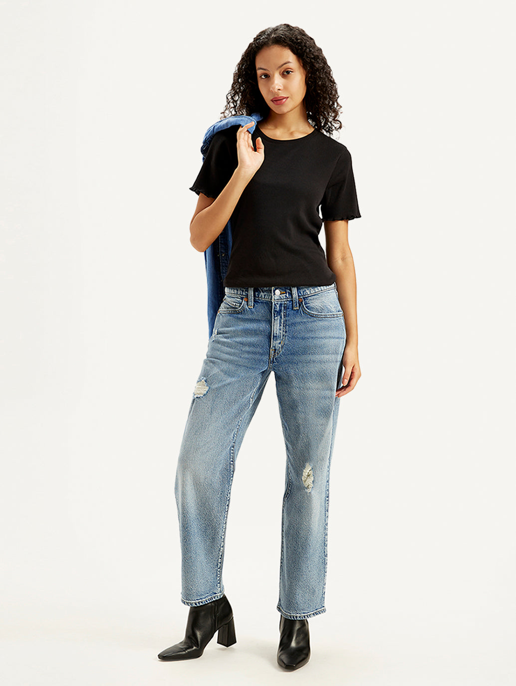 Women's High Rise 94 Baggy Fit Blue Jeans