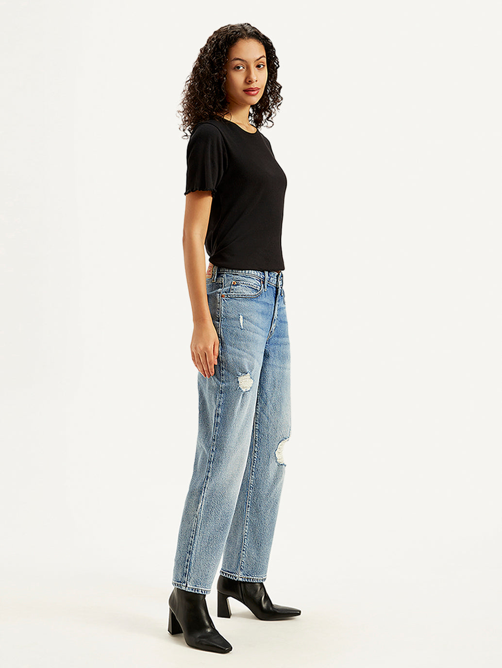 Women's High Rise 94 Baggy Fit Blue Jeans