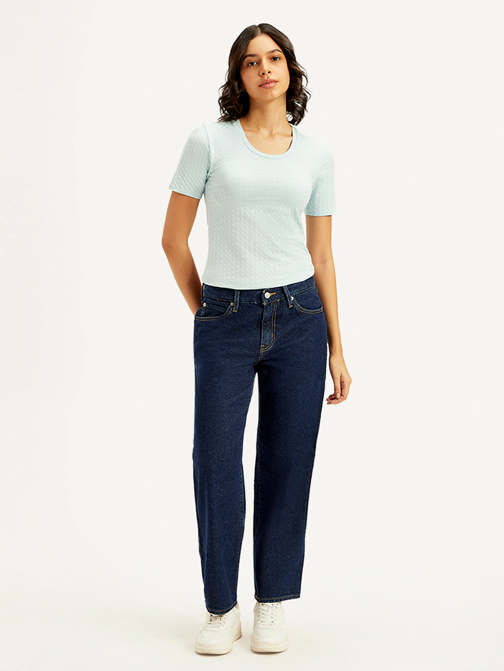 Women's 94 Blue Baggy Fit Mid Rise Jeans - 7e3f25a8-b34a-439b-96b4-ddf69523b7dc View