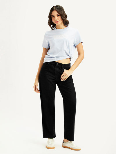 Women's 94 Black Baggy Fit High Rise Jeans