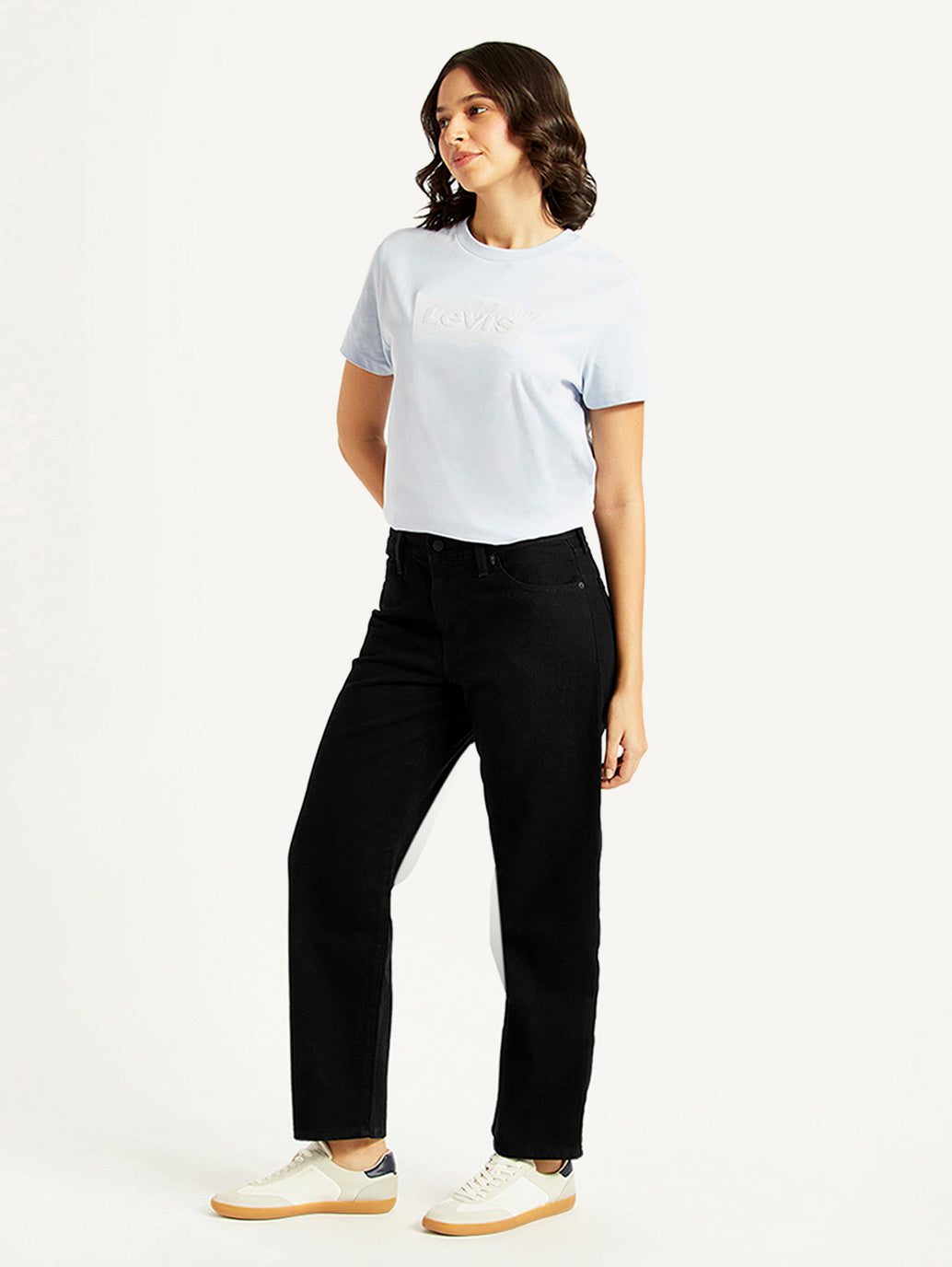 Women's 94 Black Baggy Fit High Rise Jeans - Side View