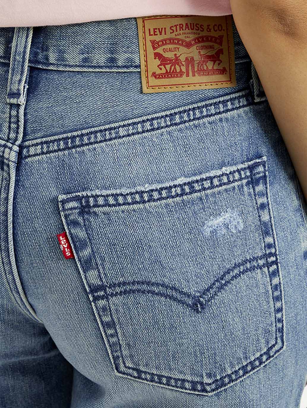 Women's 94 Med Indigo Baggy Fit Mid Rise Jeans - Detail View