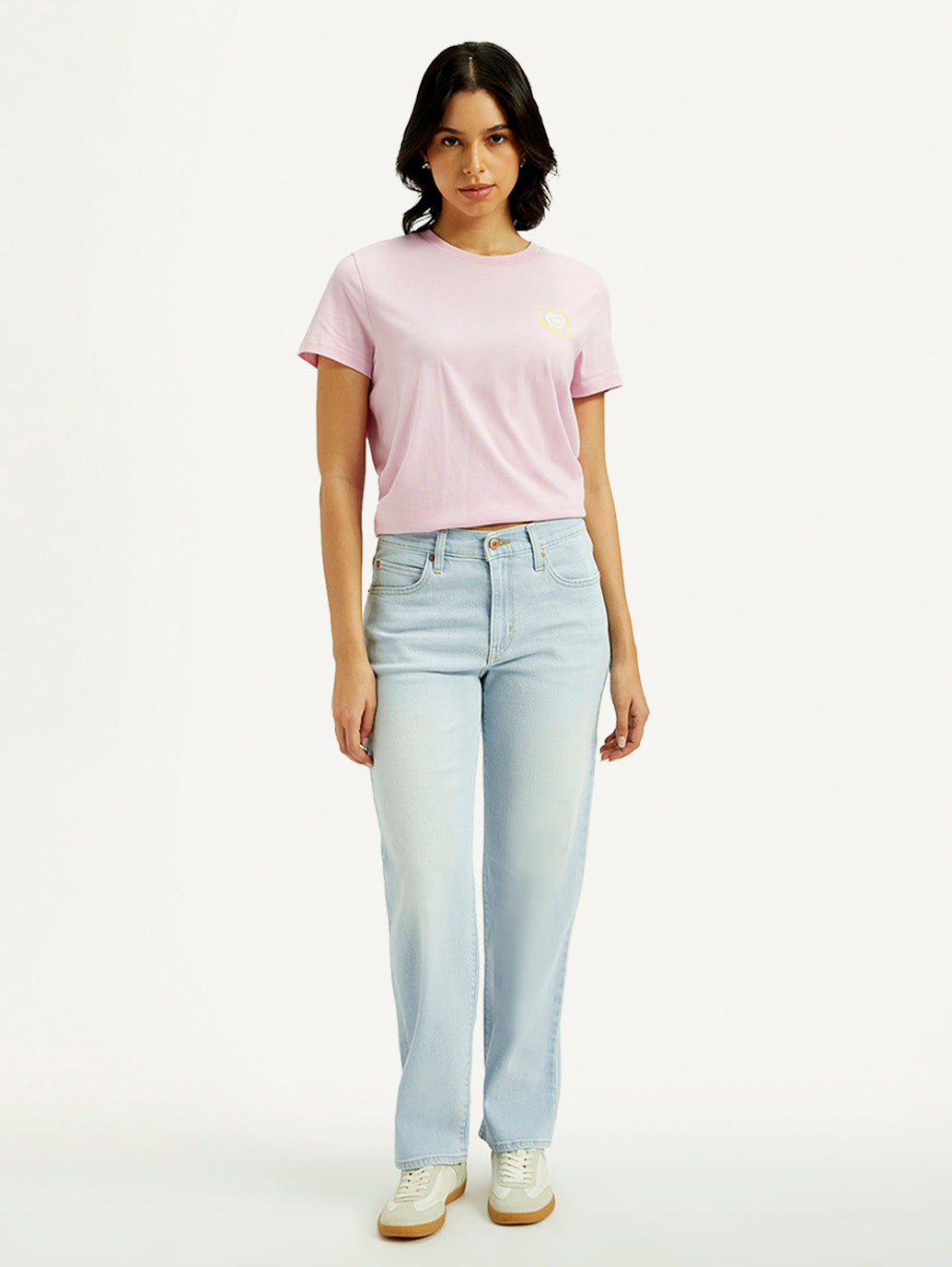 Women's 94 Light Indigo Baggy Fit Mid Rise Jeans - Front View