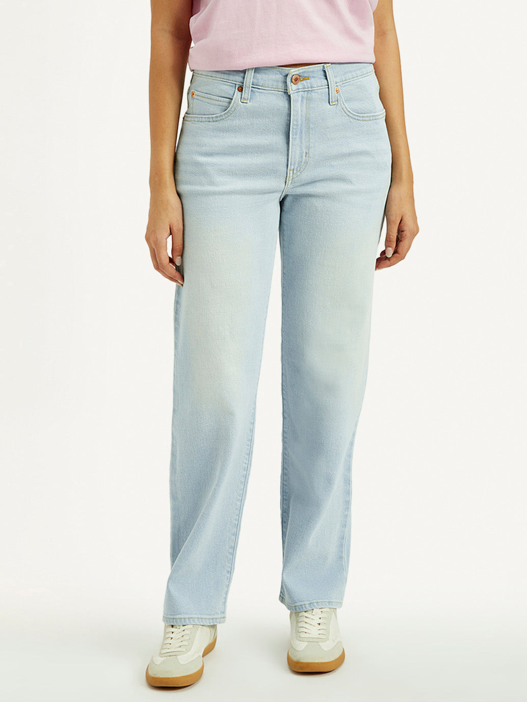 Women's 94 Light Indigo Baggy Fit Mid Rise Jeans - Front View