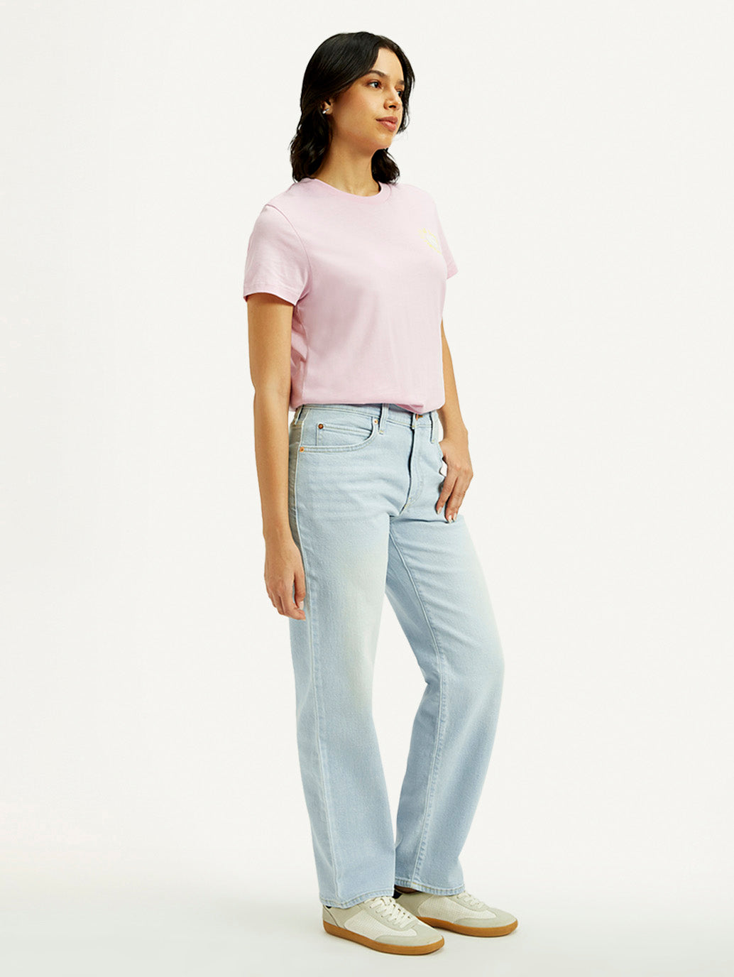 Women's 94 Light Indigo Baggy Fit Mid Rise Jeans - Side View