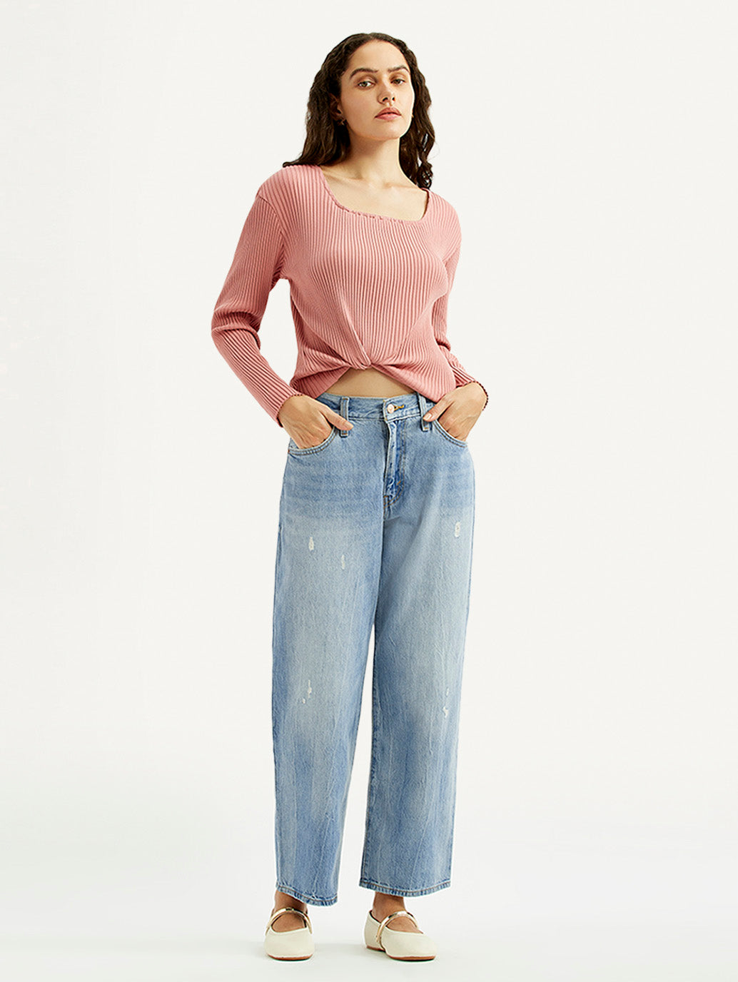 Women's 94 Light Blue Baggy Fit Mid Rise Jeans