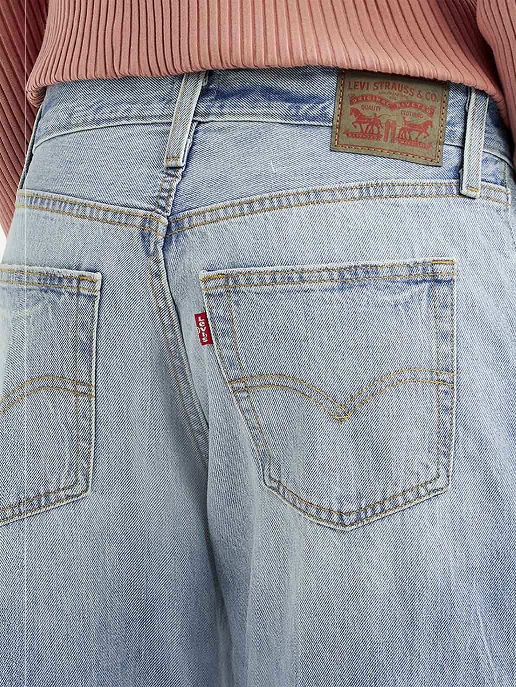 Women's 94 Light Blue Baggy Fit Mid Rise Jeans - Detail View
