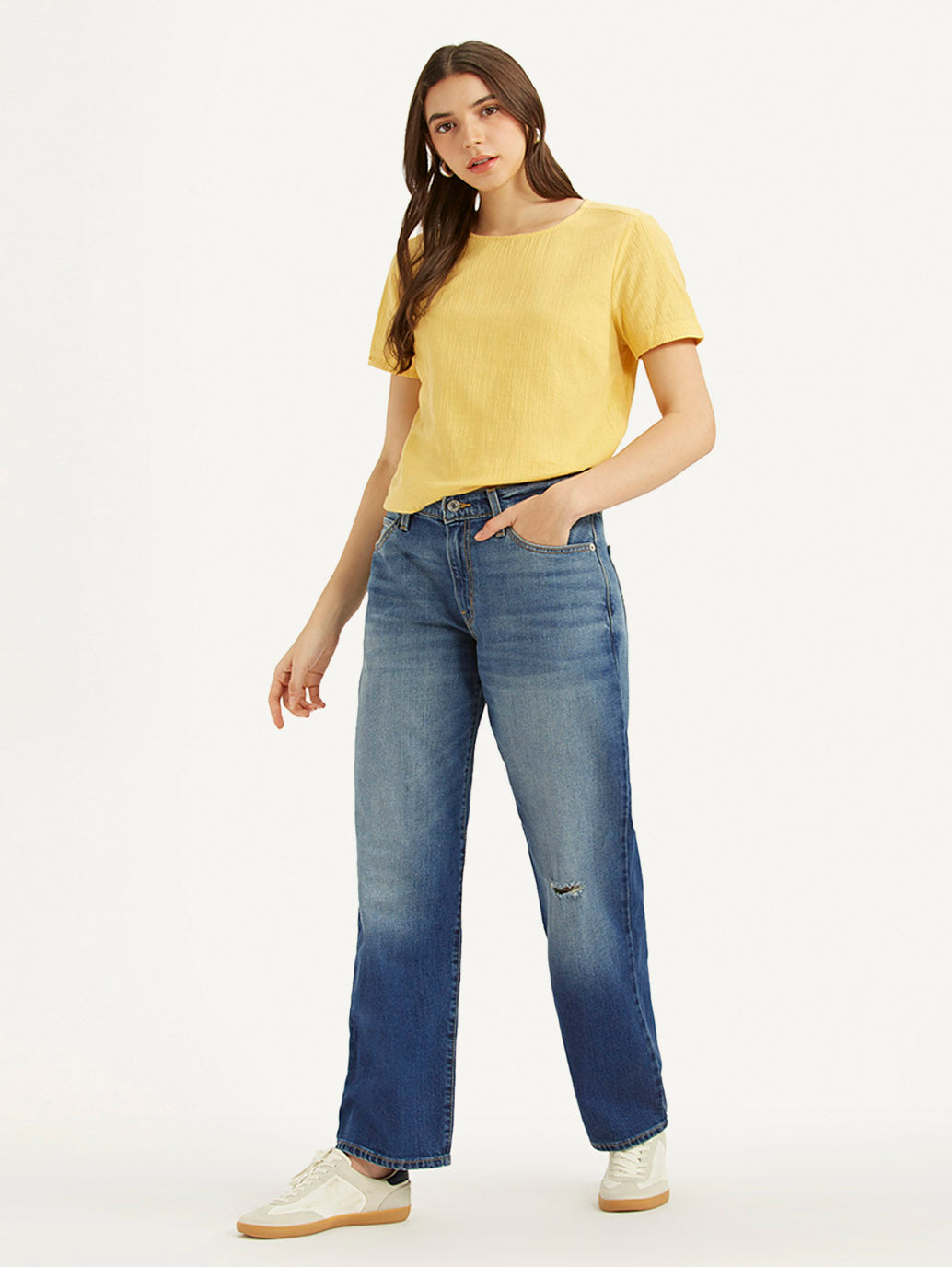 Women's 94 Blue Baggy Fit Mid Rise Jeans