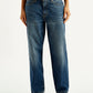 Women's 94 Blue Baggy Fit Mid Rise Jeans - Front View