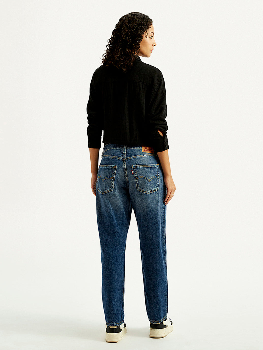 Women's 94 Blue Baggy Fit Mid Rise Jeans - Back View