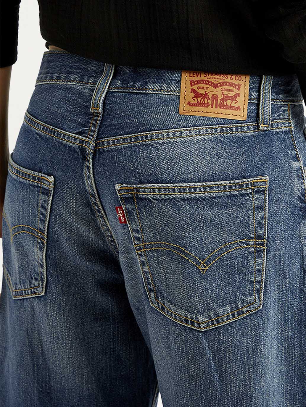 Women's 94 Blue Baggy Fit Mid Rise Jeans - Detail View